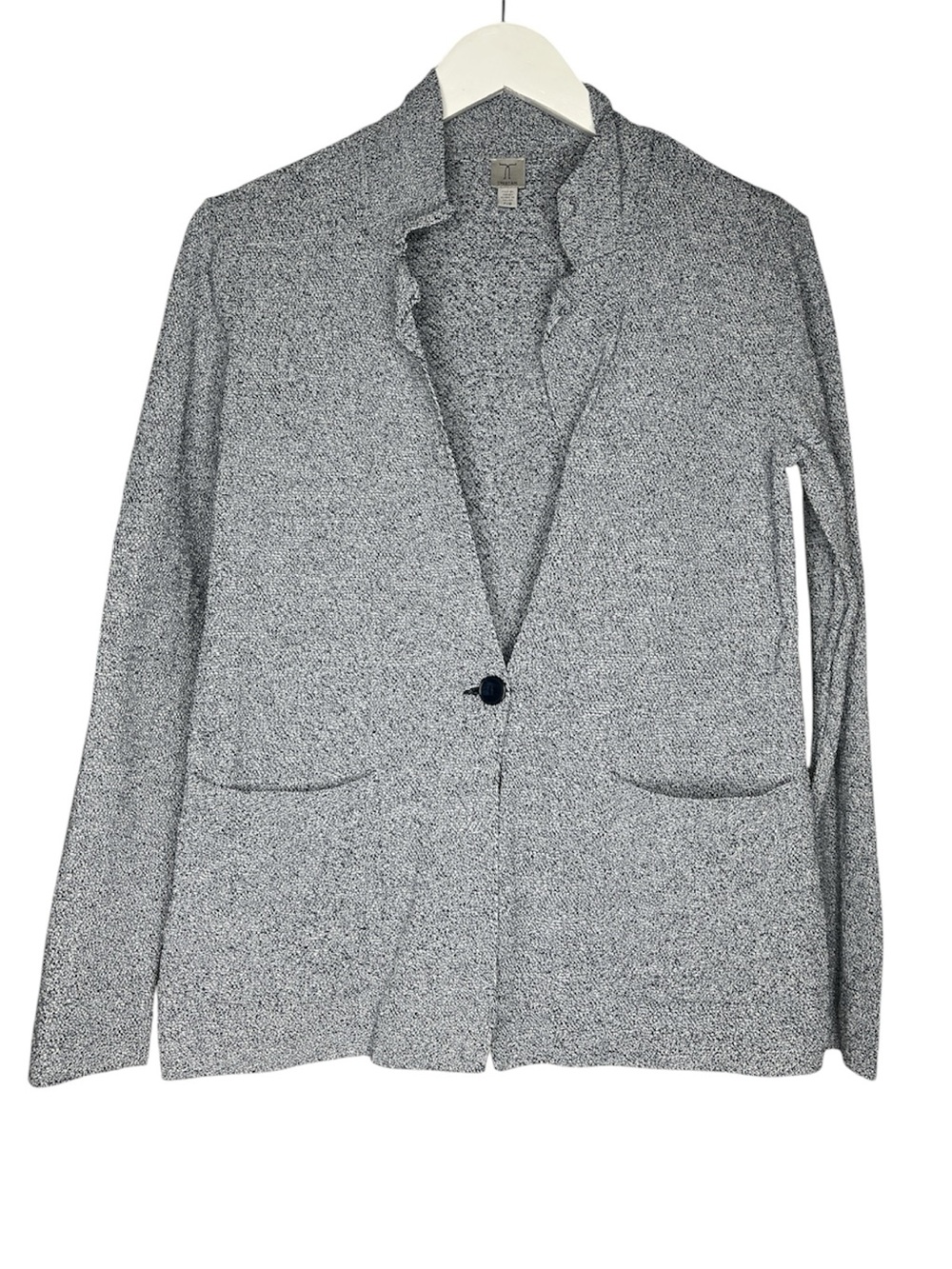 TRISTAN Knit Single Button Blazer Cardigan Sweater Blue Melange Small Utility - Picture 2 of 12